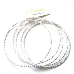 Diamond Cut Thin Metal Bangle Bracelet Set